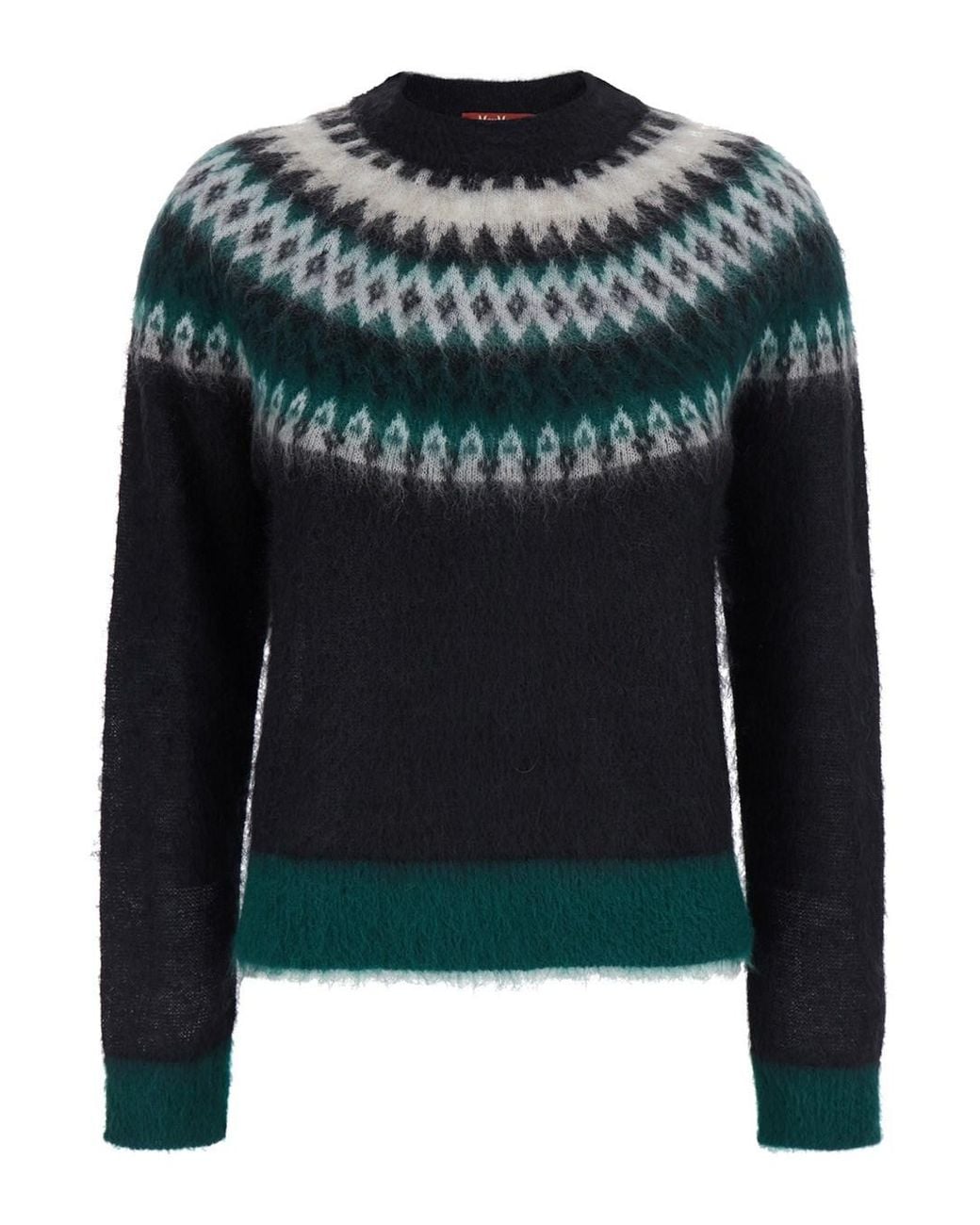 Max Mara Black Mstglassa Top With V-Neck And Long Sleeves