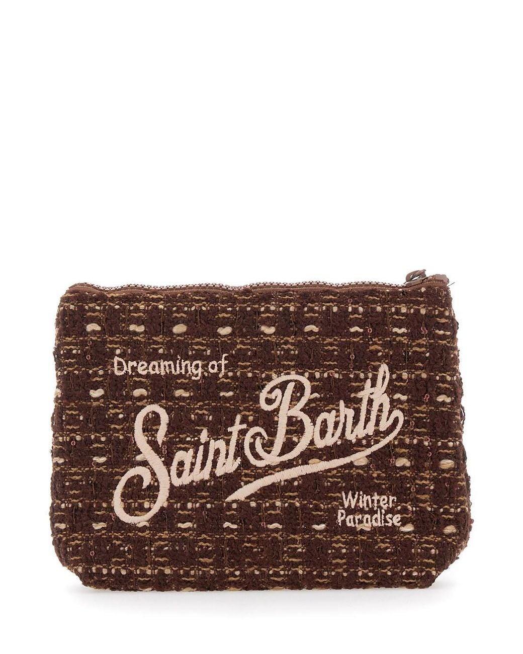 Mc2 Saint Barth Brown Aline Tweed Pouch With Tech Fabric And Rubber An