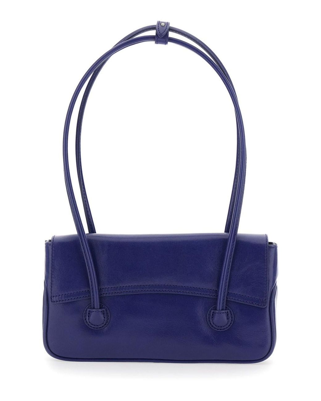 MARGE SHERWOOD Blue Shoulder Bag With Two Top Handles And Logo Letterin