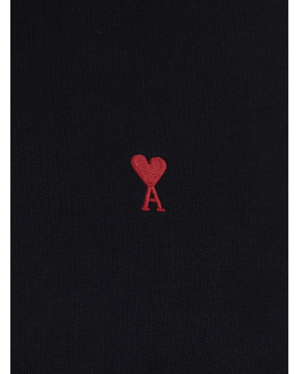 AMI Blue Hoodie With Ami De Coeur Logo, Cotton for men