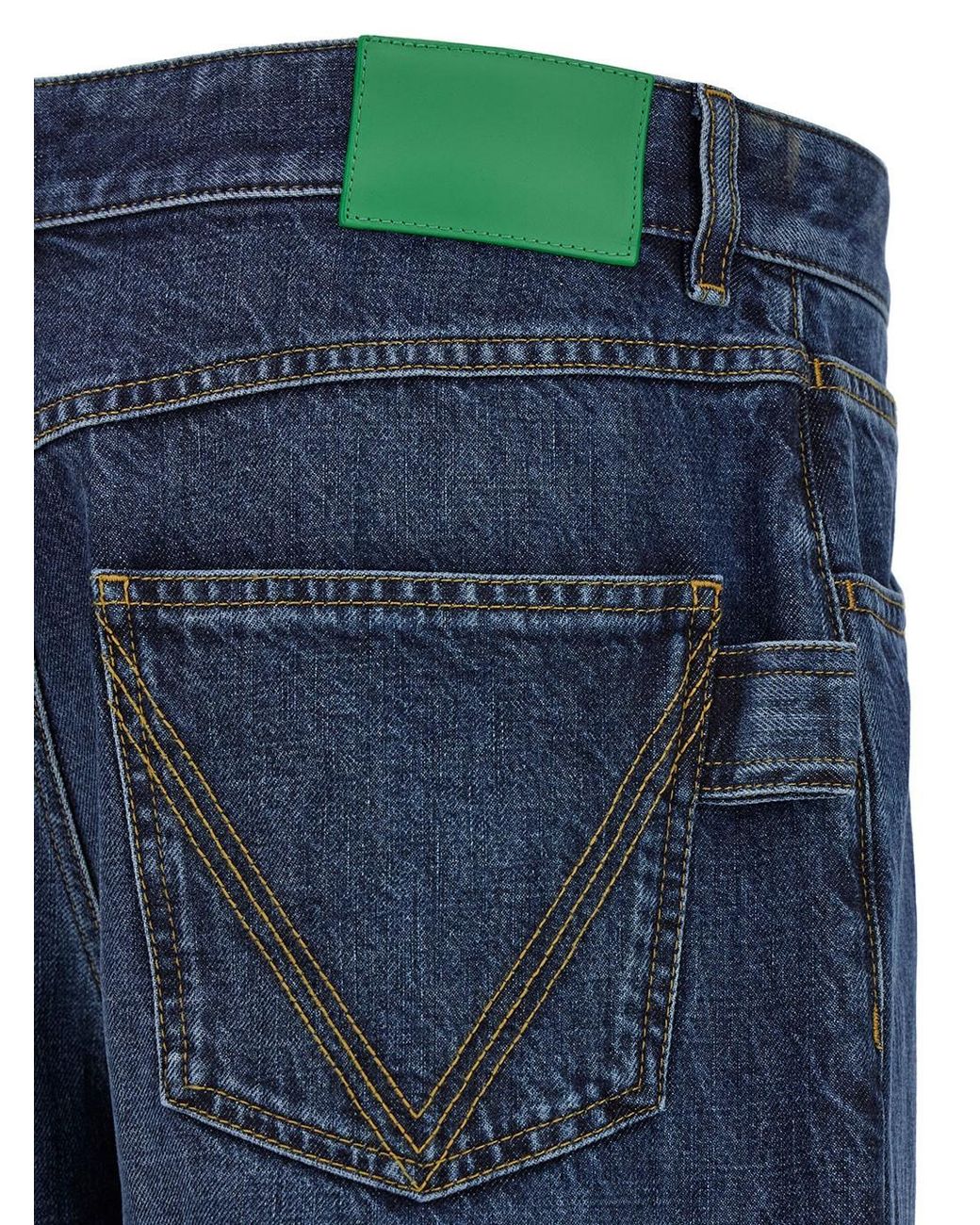 Bottega Veneta Blue Straight Jeans With Logo Patch for men