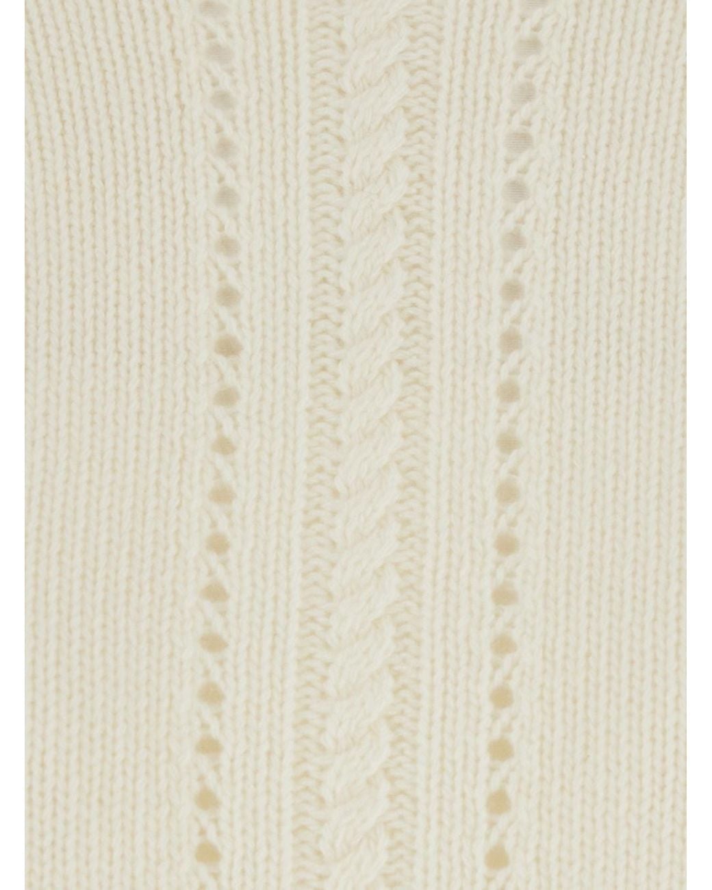 Twinset White Short Sweater With All-Over Embroidery