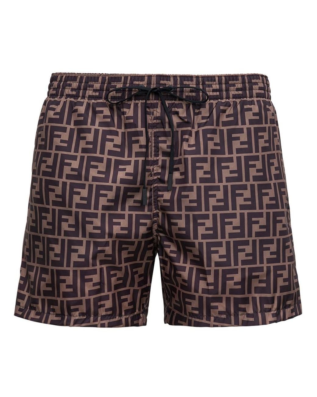 Fendi Blue Ff Fabric Swim Shorts for men