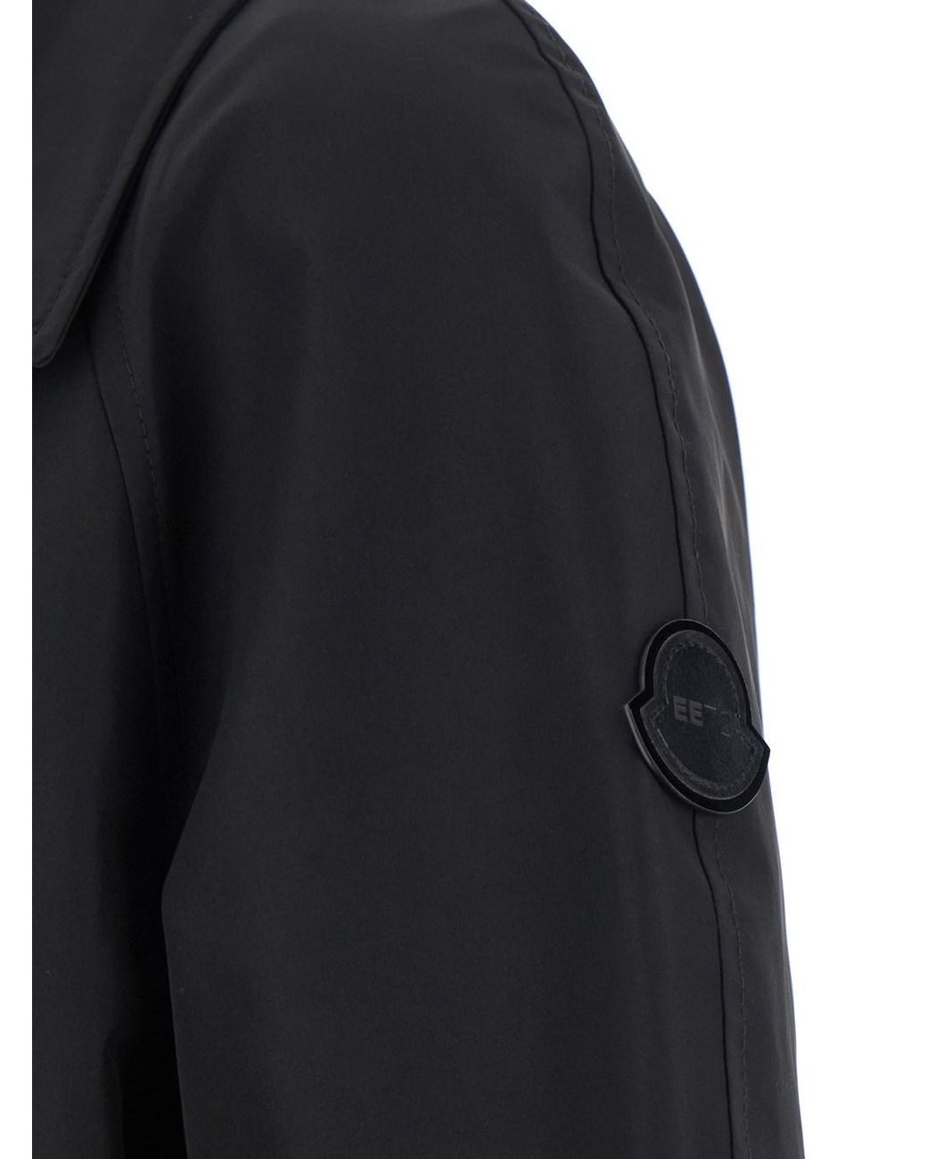 Moncler Genius Black 'Zake' Coat With Wide Classic Lapels And Removable Belt