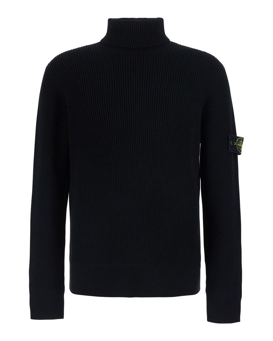 Stone Island Blue Sweater High-Collar Wool Tops for men