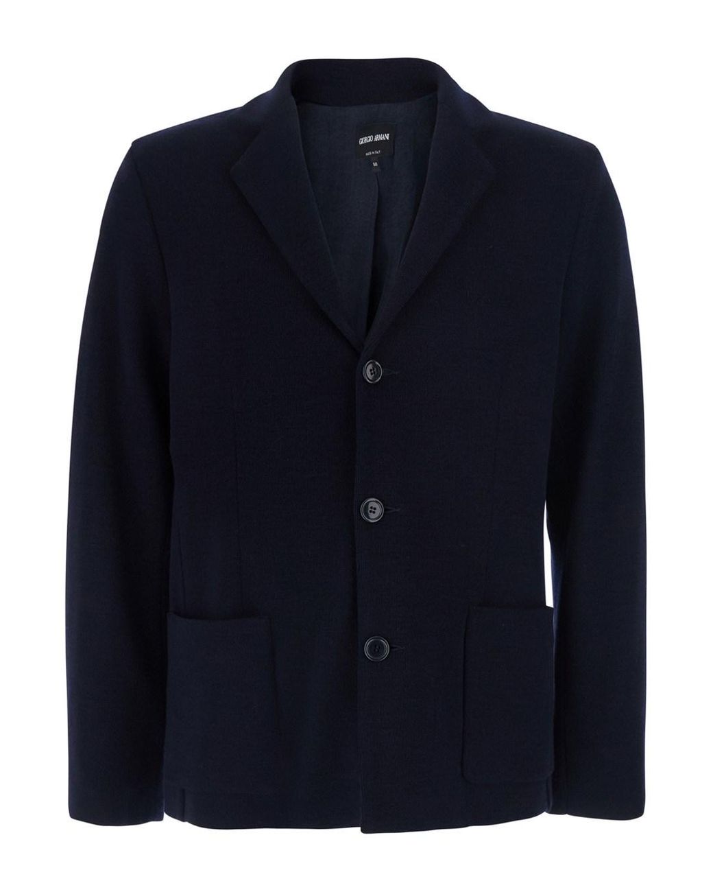Giorgio Armani Blue Wool Knit V-Neck Jacket Virgin Blazers for men
