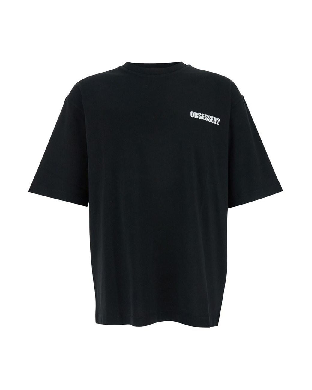 DSquared² Black T-Shirt With Logo On The Front for men
