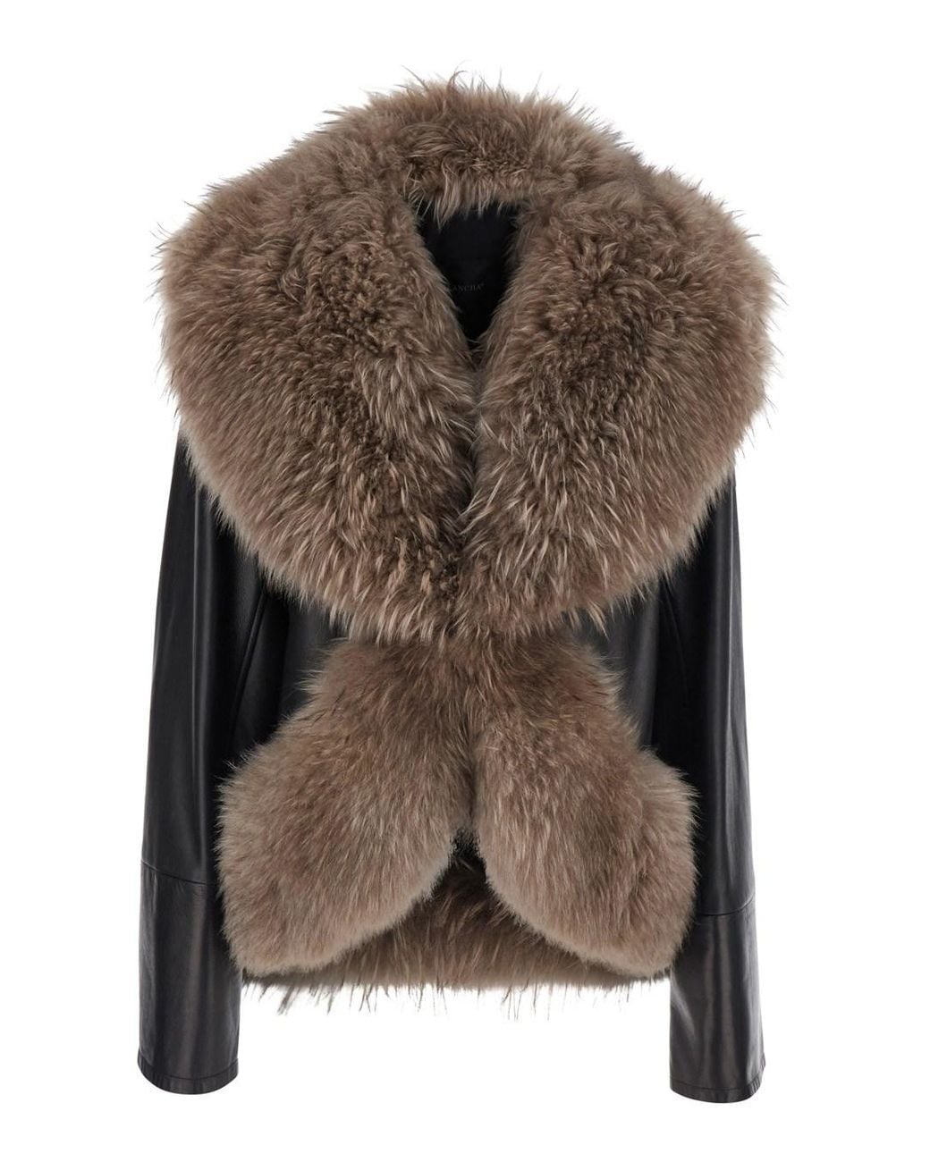 Blancha Brown Jacket With Fur Design