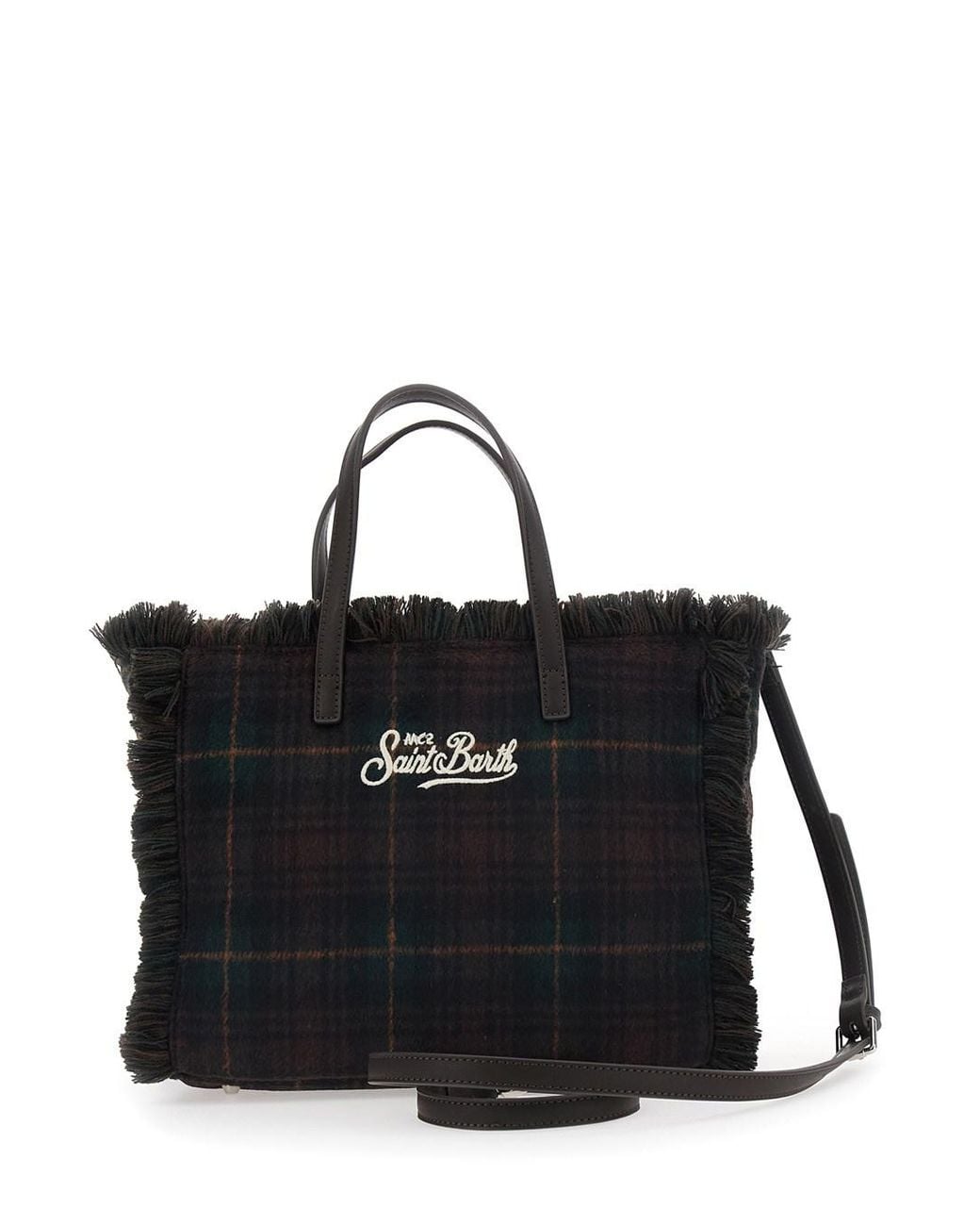 Mc2 Saint Barth Black Shoulder Bag Colette Wool N With Tartan And Poly