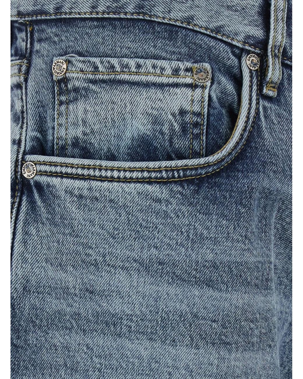Emporio Armani Blue Jeans Straight-Leg Cotton for men