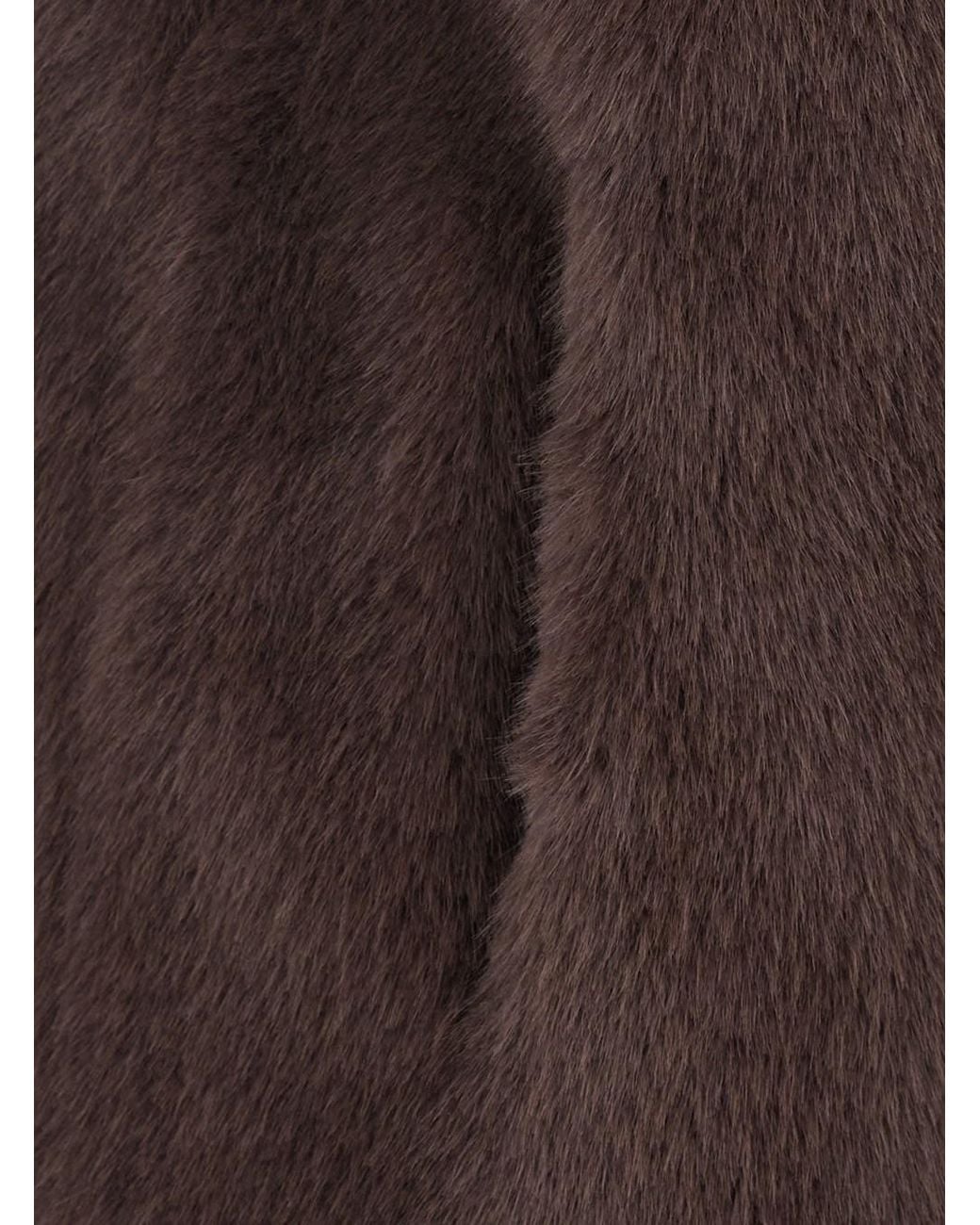 Herno Brown Faux Fur Round-Collar Sleeveless Vest With Front Closure