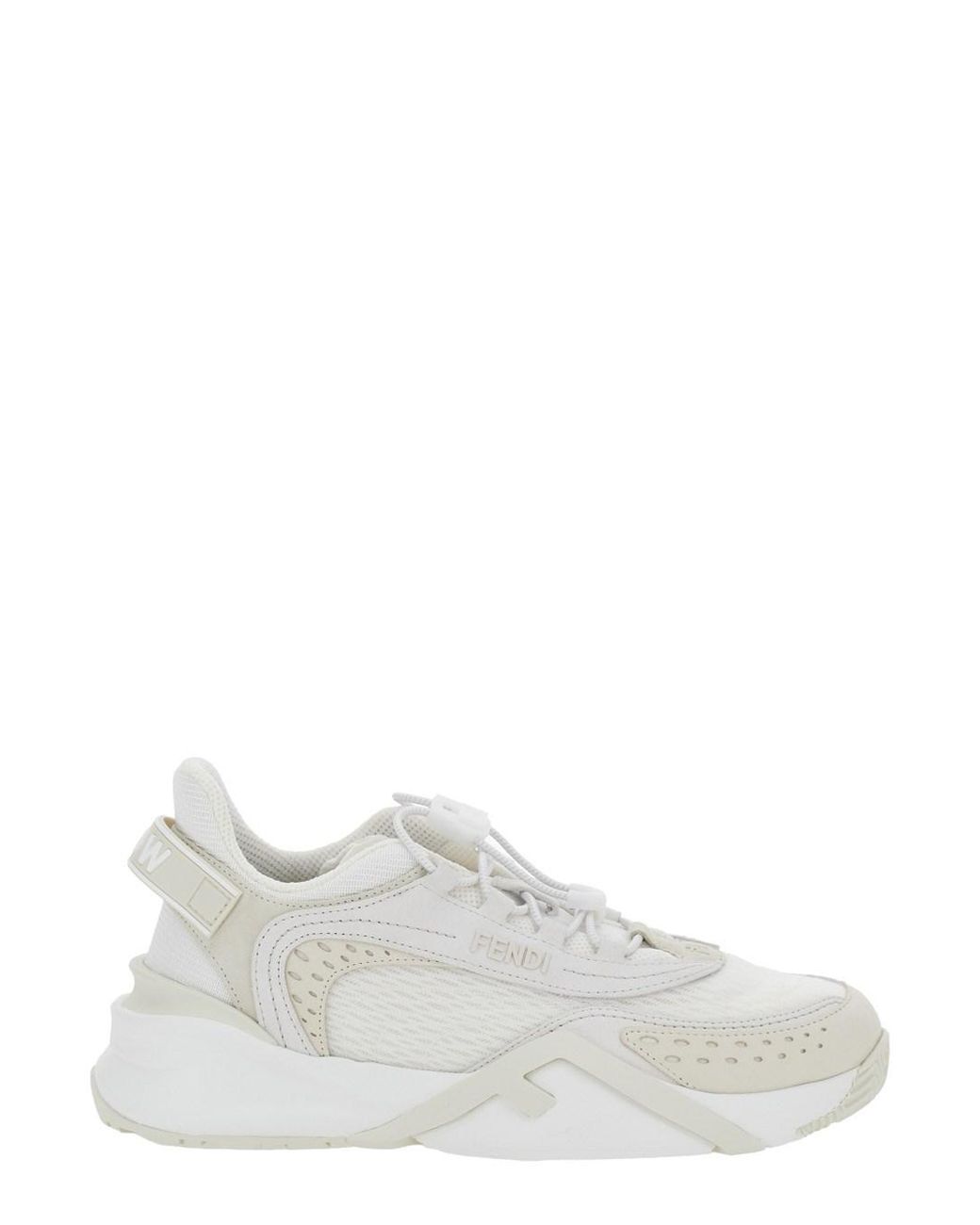 Fendi White 'Flow' Sneakers With Toggle Closure And Logo Lettering On The Side