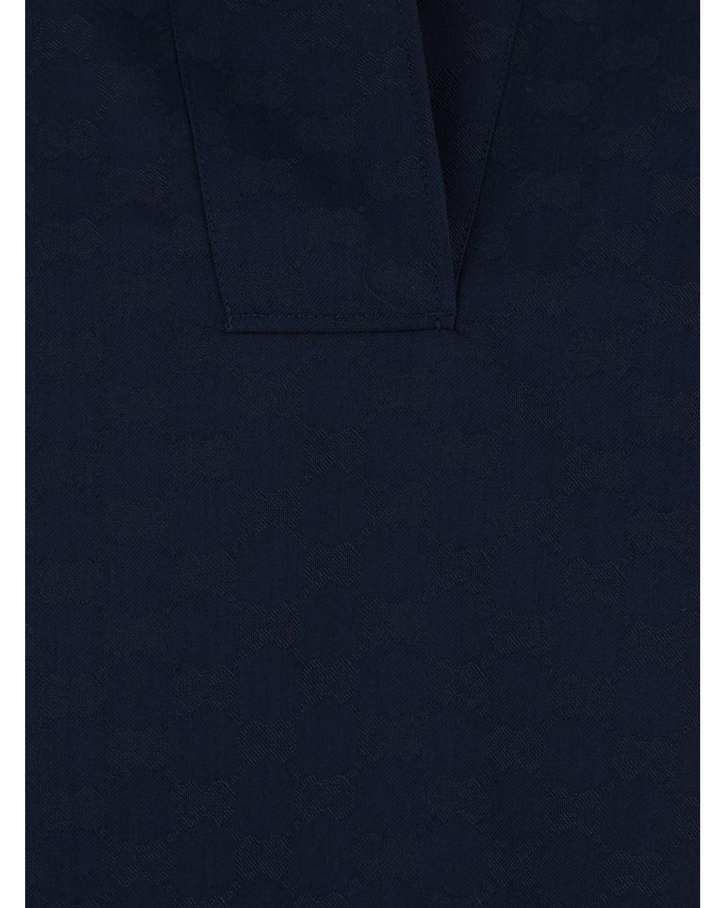 Gucci Blue Blouse With Wide Collar, Cotton-Blend Polyester Blouses