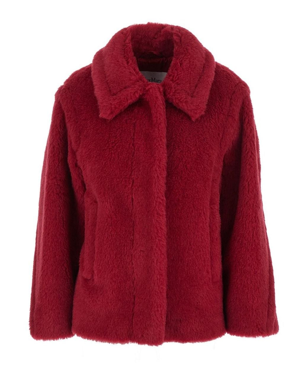 Max Mara Red 'Triton' Coat With Oversized Classic Collar
