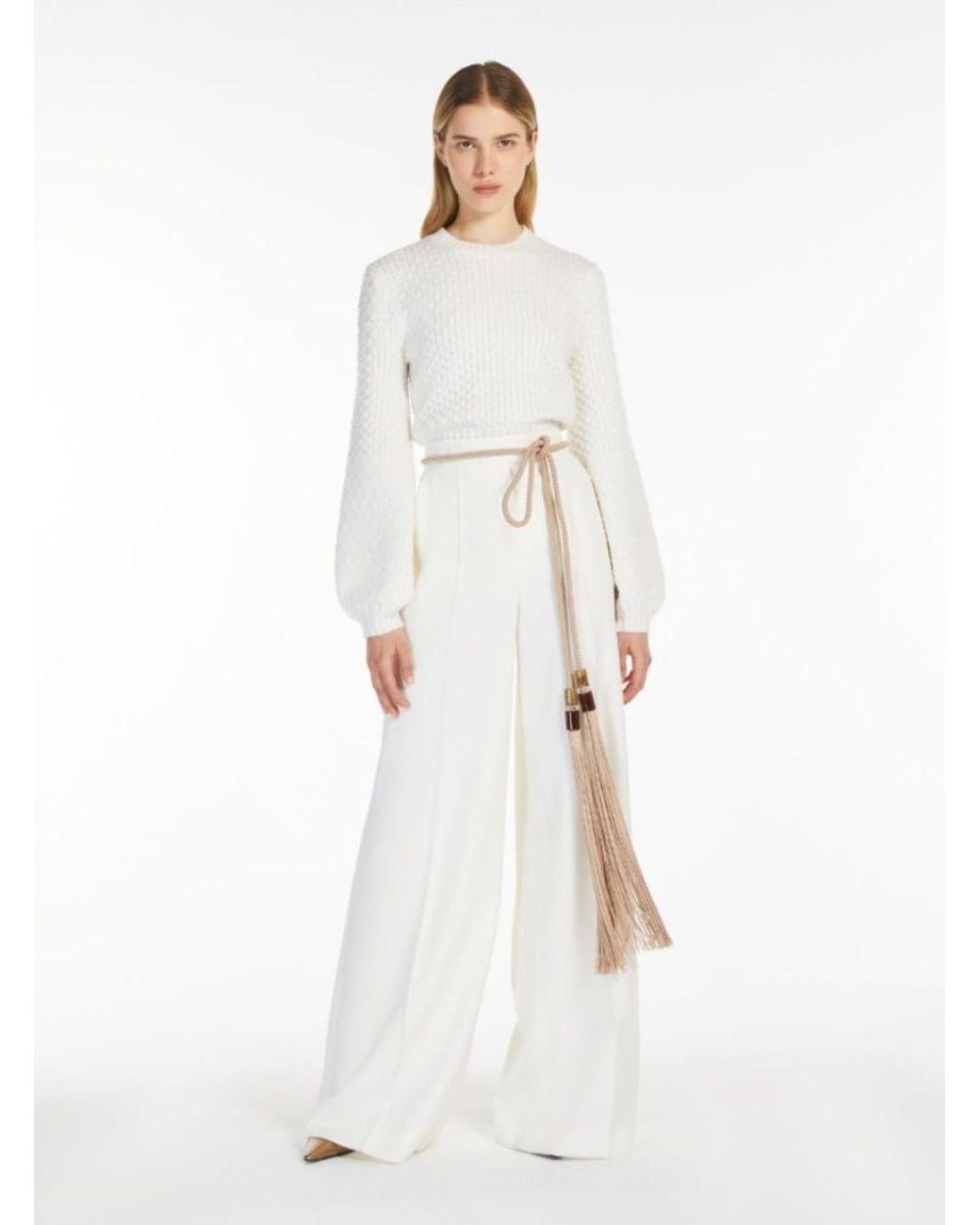 Pantaloni 'Ninfa' A Gamba Larga di Max Mara in White