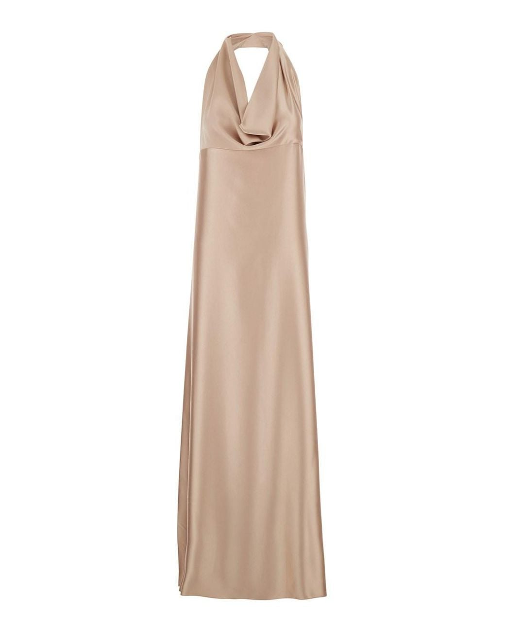 Le Plain Natural Long Dress With Halterneck And Open Back