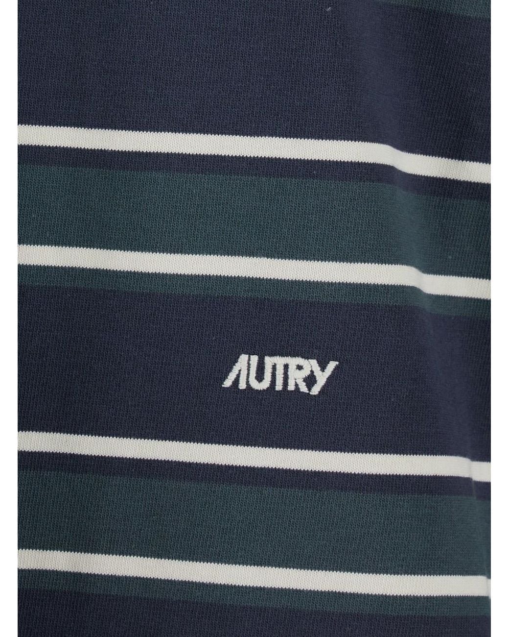 Autry Blue Polo Shirt With Striped Motif for men