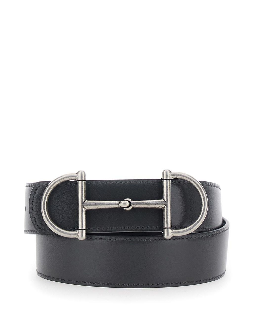 Gucci Black Belt With Horsebit, Leather Calf for men