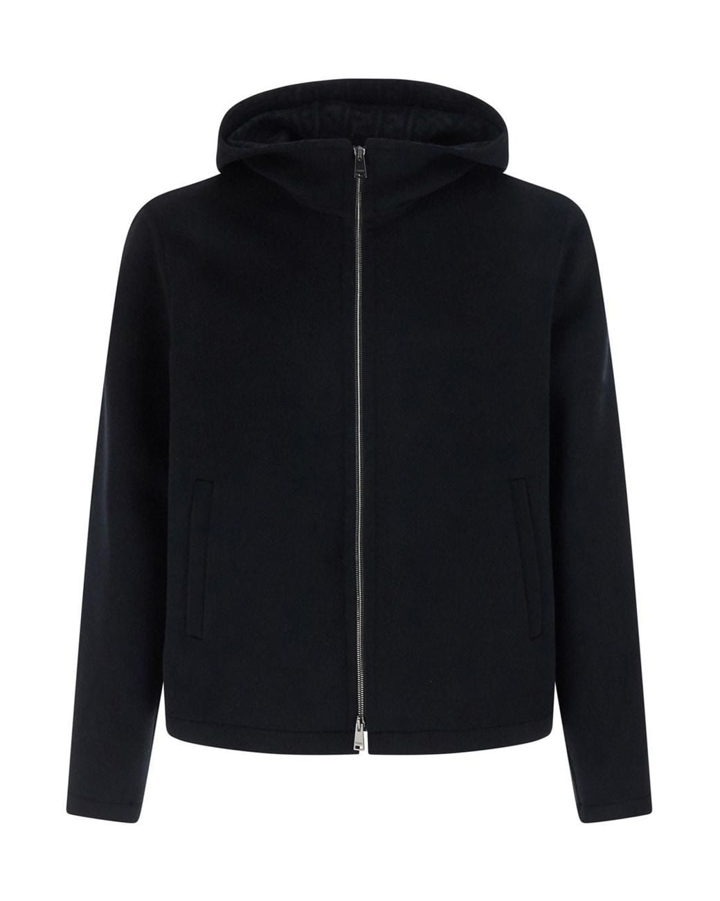 Fendi Black Lana Double Ff Full Zip Cappuccio for men