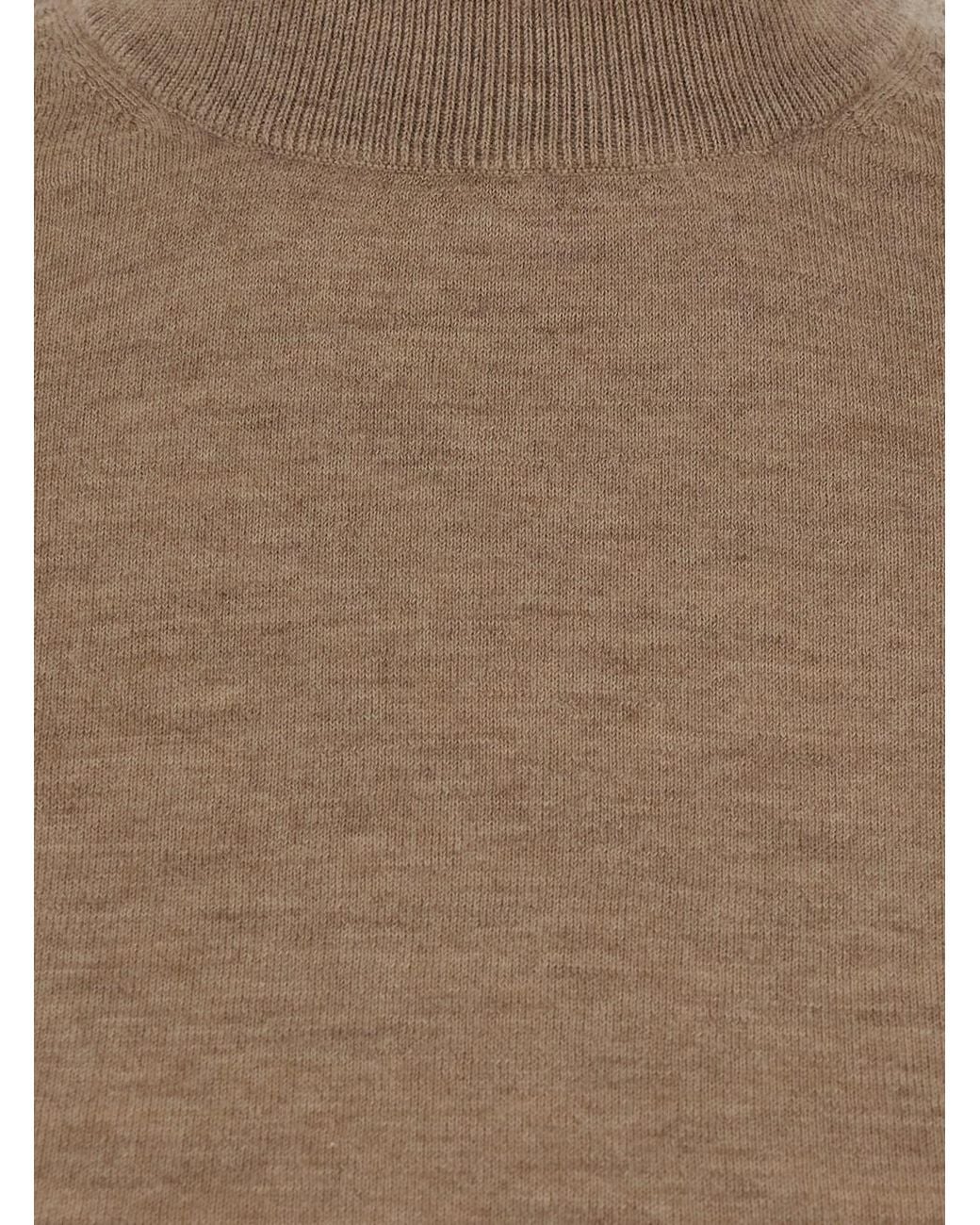 Max Mara Brown 'Gatto' Turtleneck Sweater With Ribbed Trims