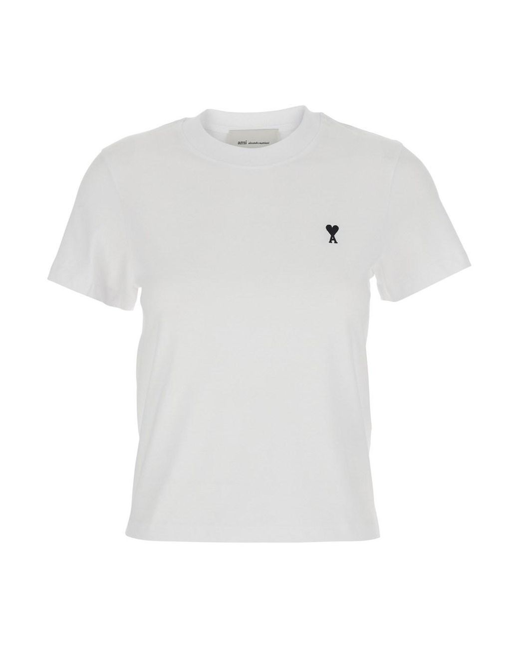 AMI White Quota -Cropped Contrasted Adc T Shirt