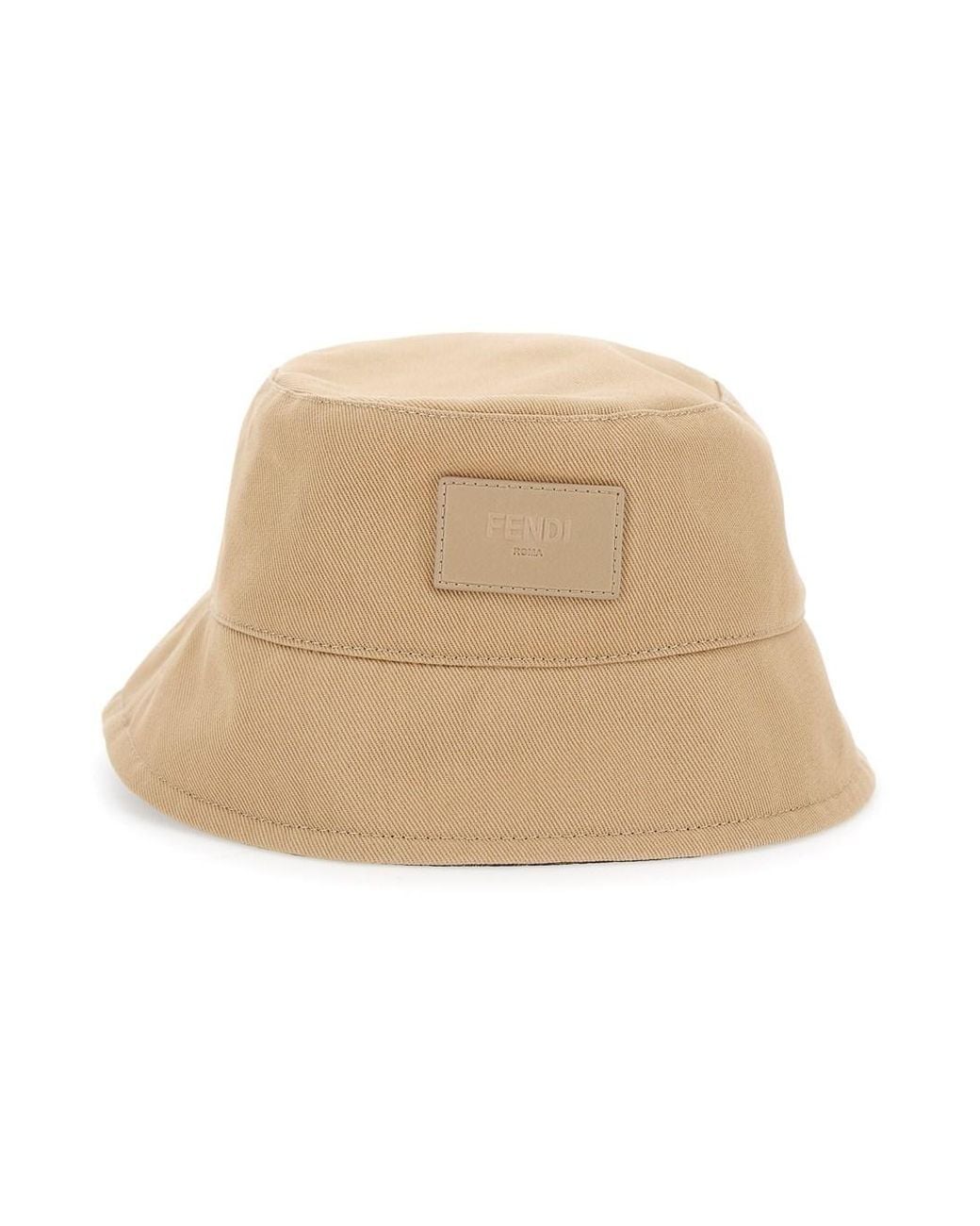 Fendi Natural Bucket Hat With Tonal Ff Logo Embroidery for men