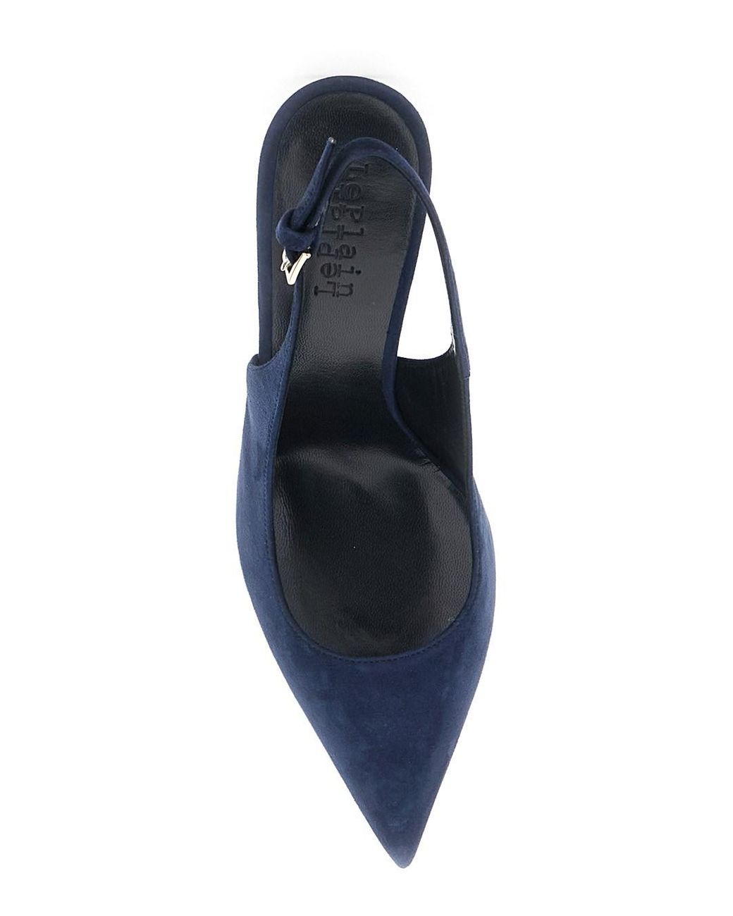 Le Plain Blue Pointed Toe Pumps With Adjustable Strap