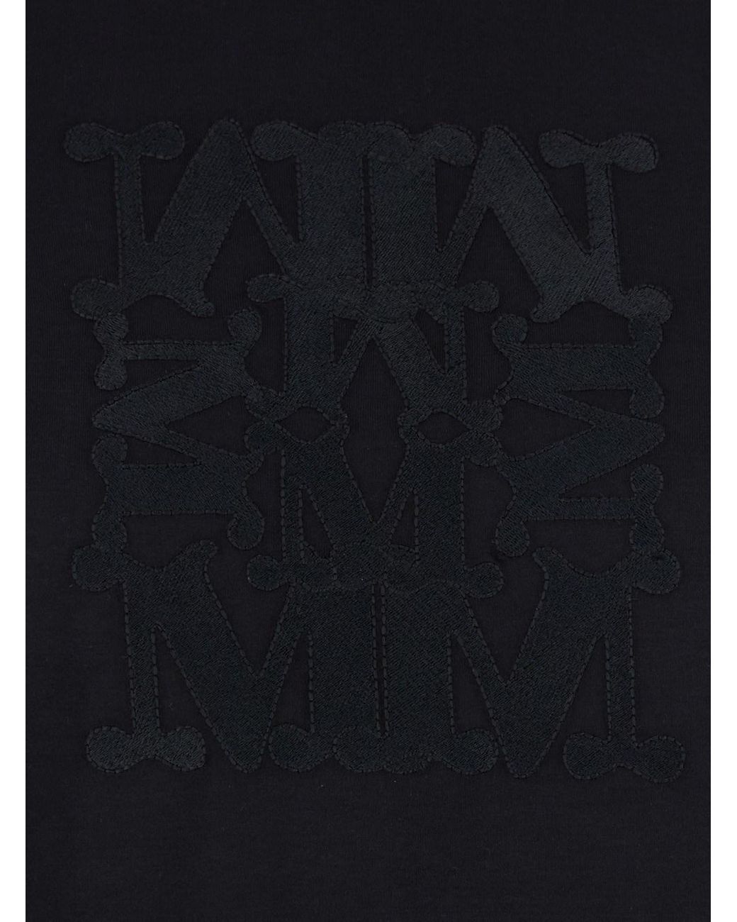 Max Mara Black Cotton Crew Neck T-Shirt With Logo T-Shirts & Jerseys