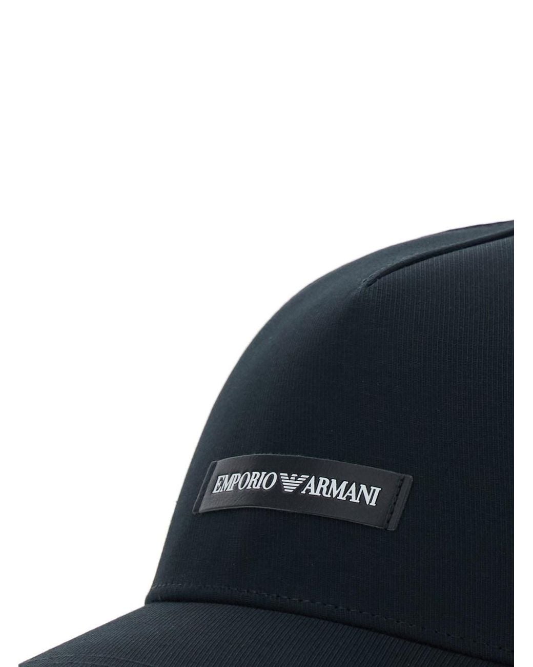 Emporio Armani Blue Baseball Cap Logo Patch Cotton for men