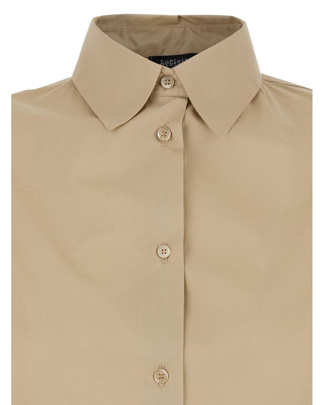 Le Plain Natural Shirt With Classic Collar And Long Sleeves