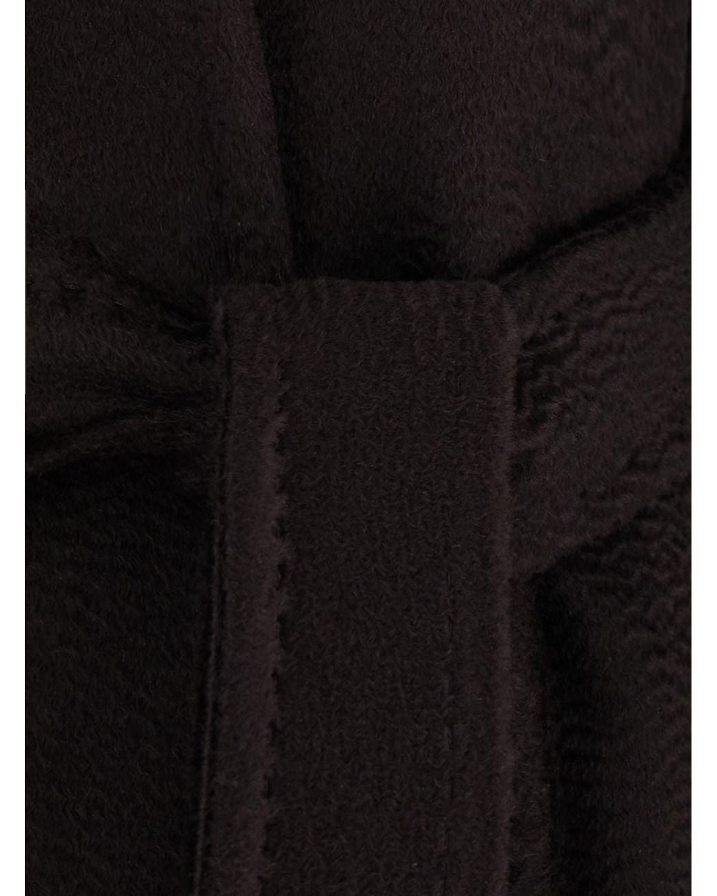 Max Mara Black 'Manuela' Coat With Wide Notched Revers And Waist Belt