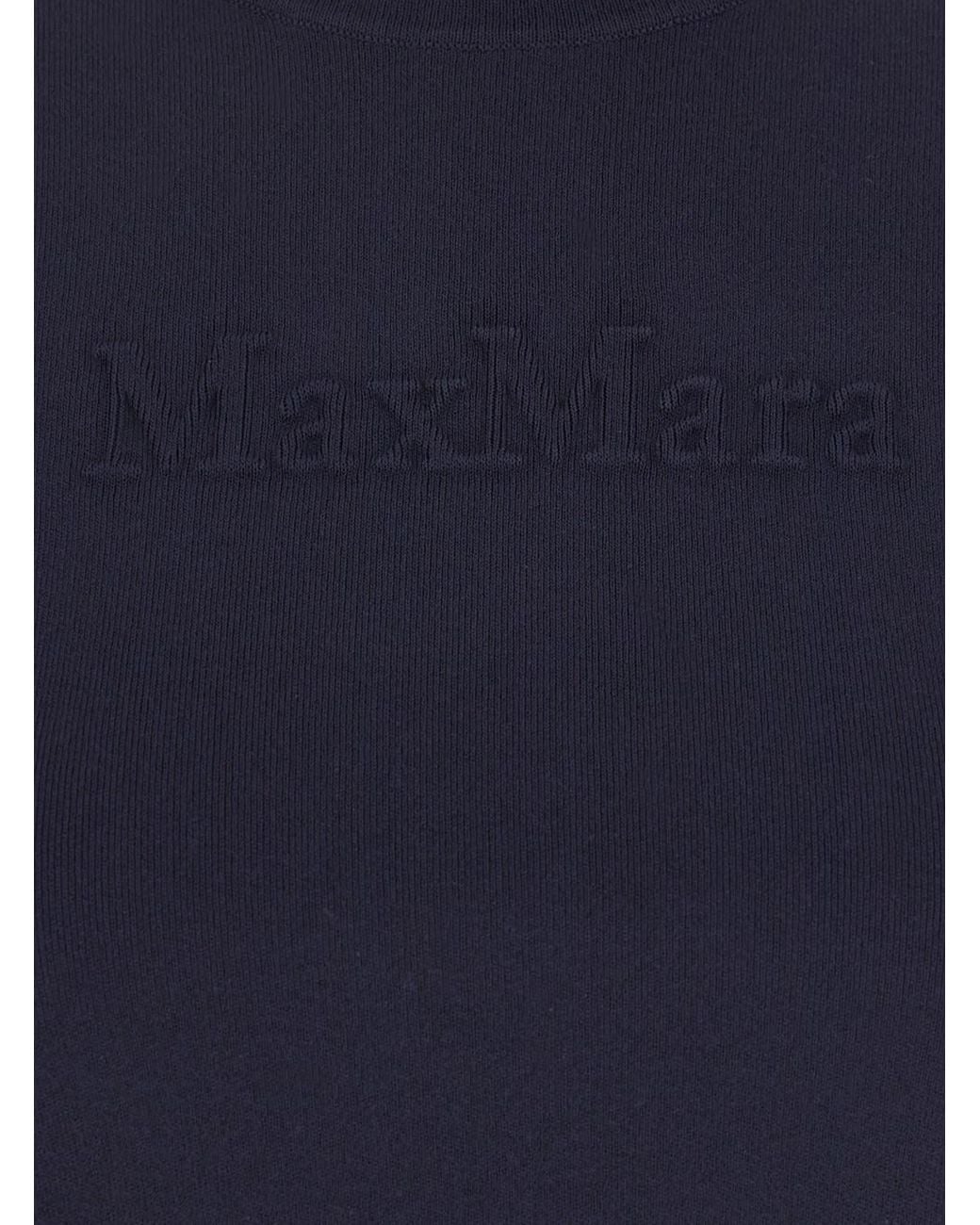 Max Mara Blue Crewneck T-Shirt With Logo