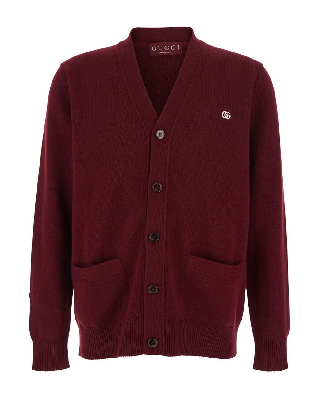 Gucci Red Cardigan V-Neck Cashmere Tops for men