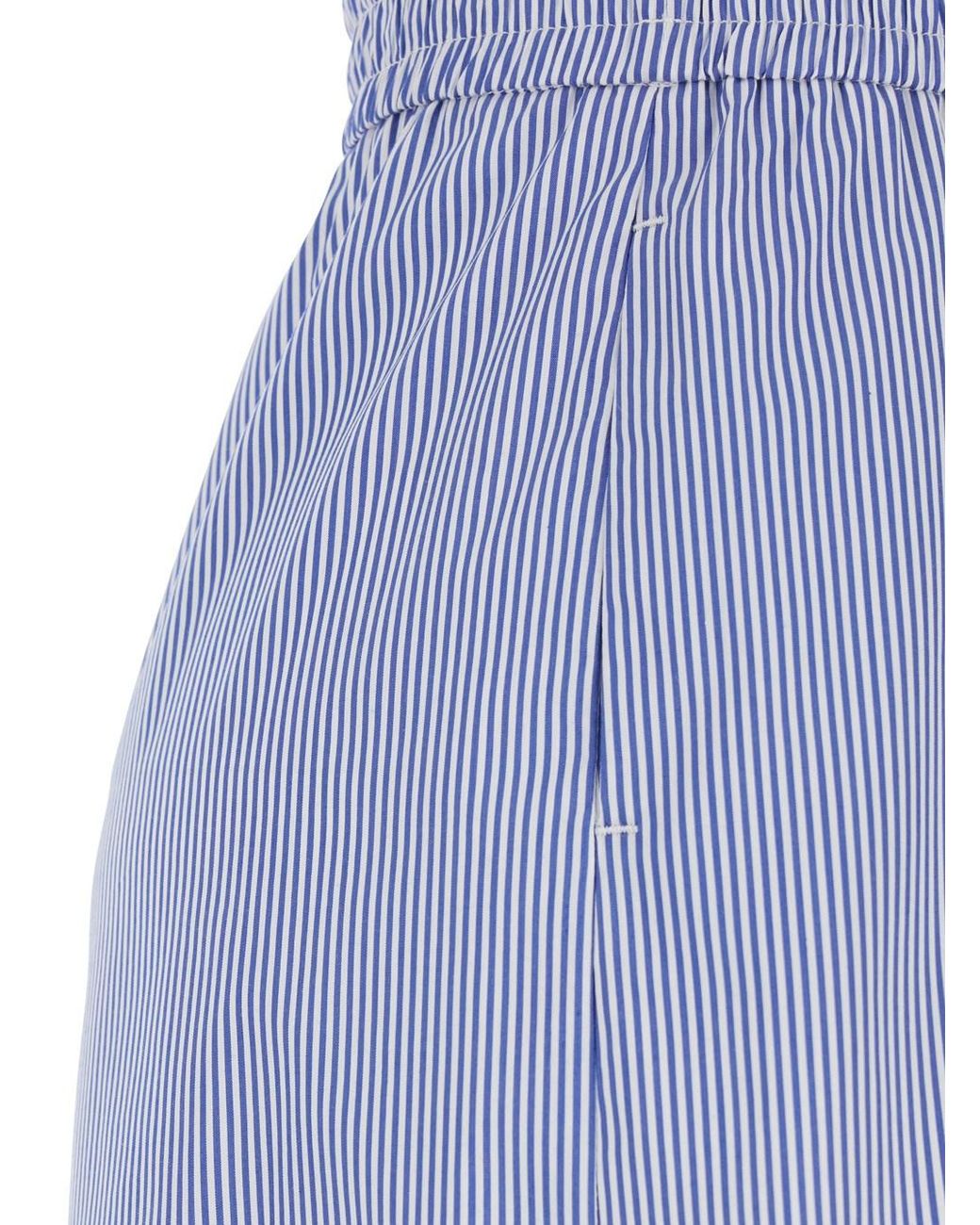 Le Plain Blue Shorts With Striped Motif And Elasticized Waist In