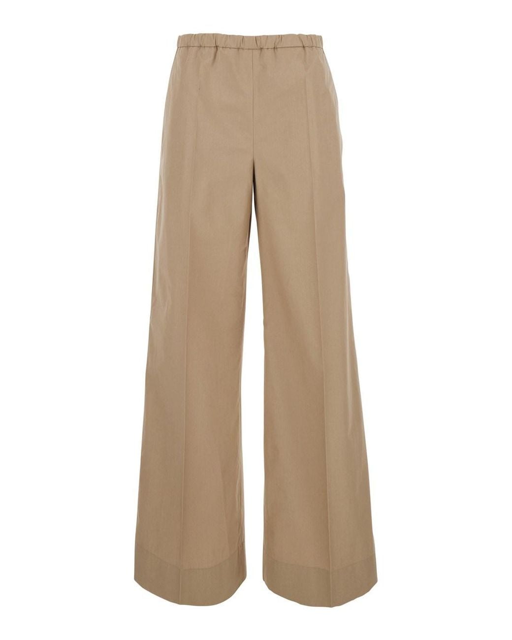 Moncler Natural Pants With Elasticated Waist And Logo Patch On The Back