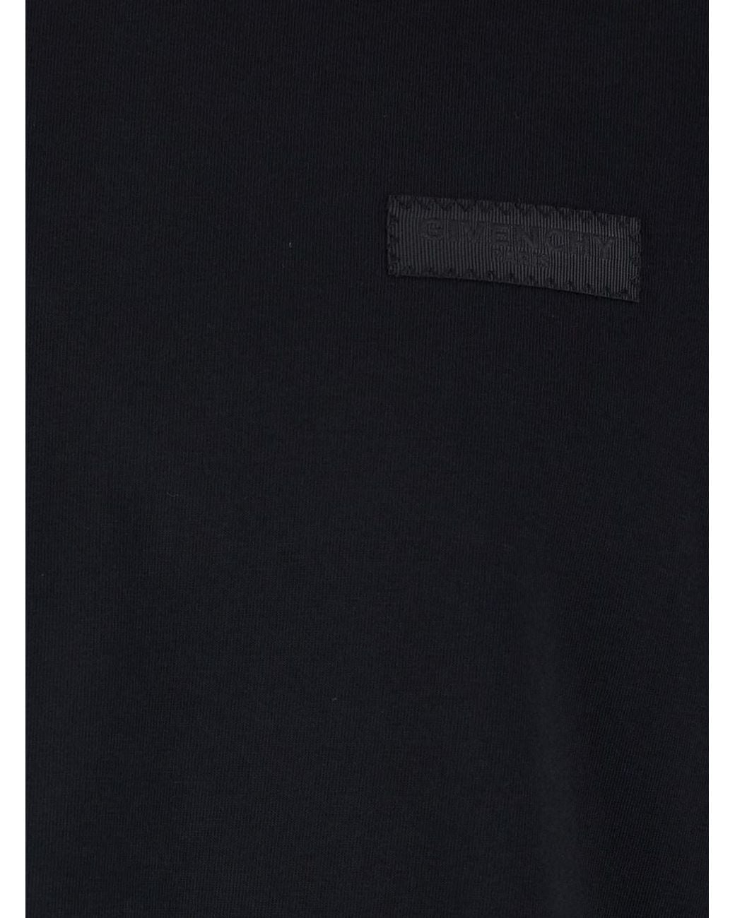 Givenchy Black Crew Neck T-Shirt With Chest Logo Patch for men