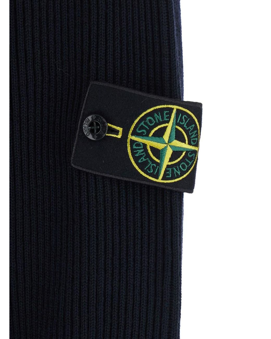 Stone Island Blue Wool Sweater High Collar Tops for men