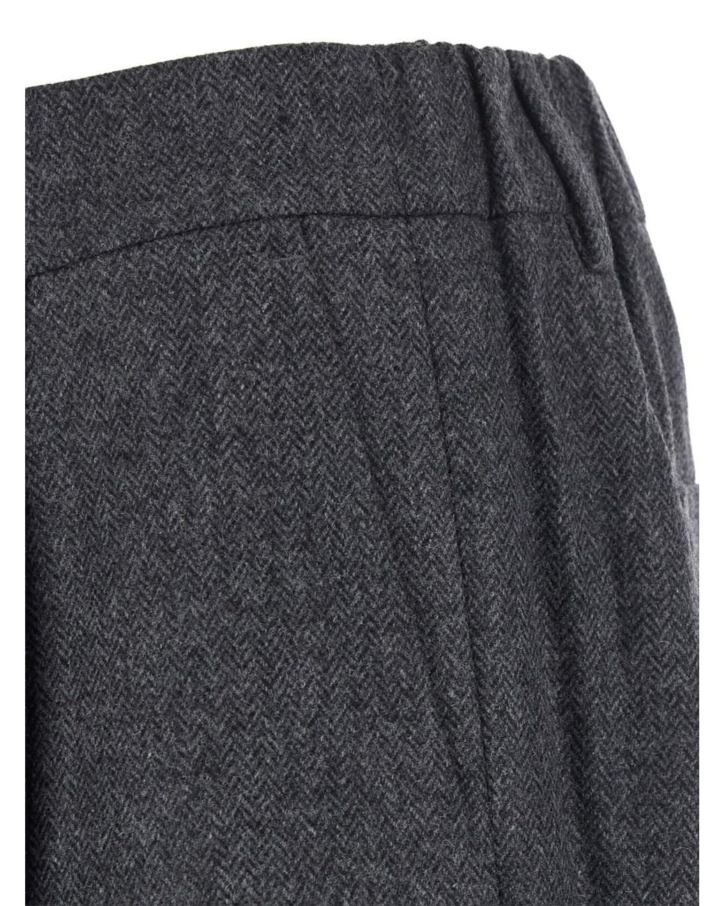 NN07 Gray Pleated Trousers With Wide Hem for men