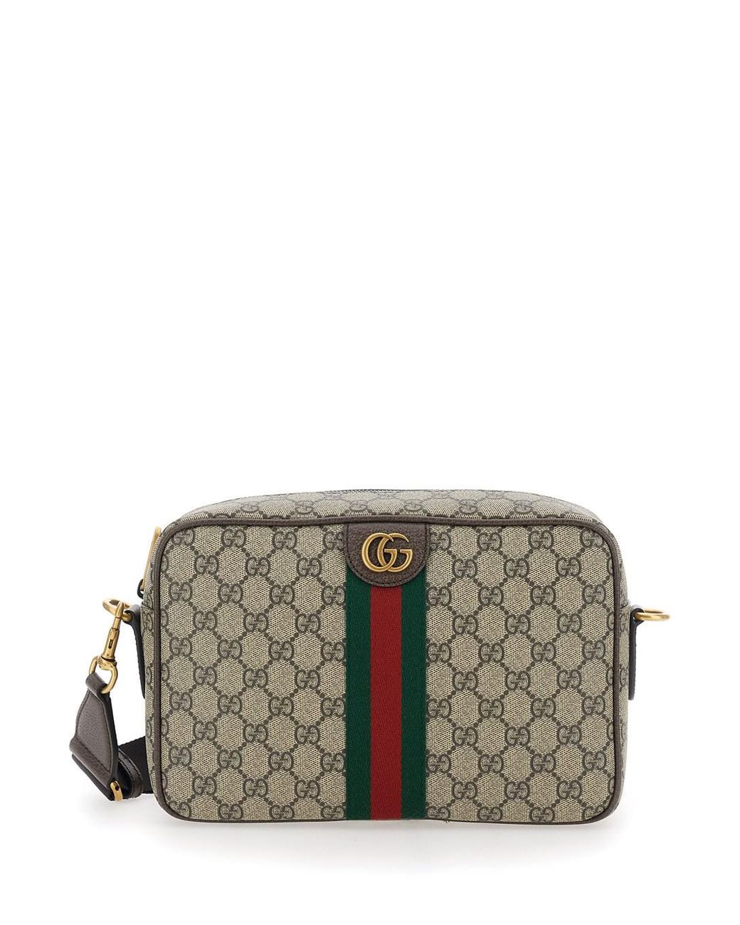 Gucci Gray 'Ophidia' Crossbody Bag With Adjustable Strap And Gg Plate With Web Detail On The Front for men