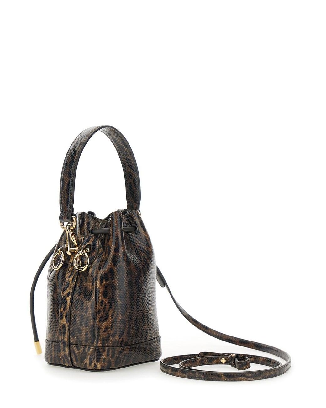Fendi Black 'Mon Tresor Mini' Handbag With Removable Shoulder Strap And Jaguar Print
