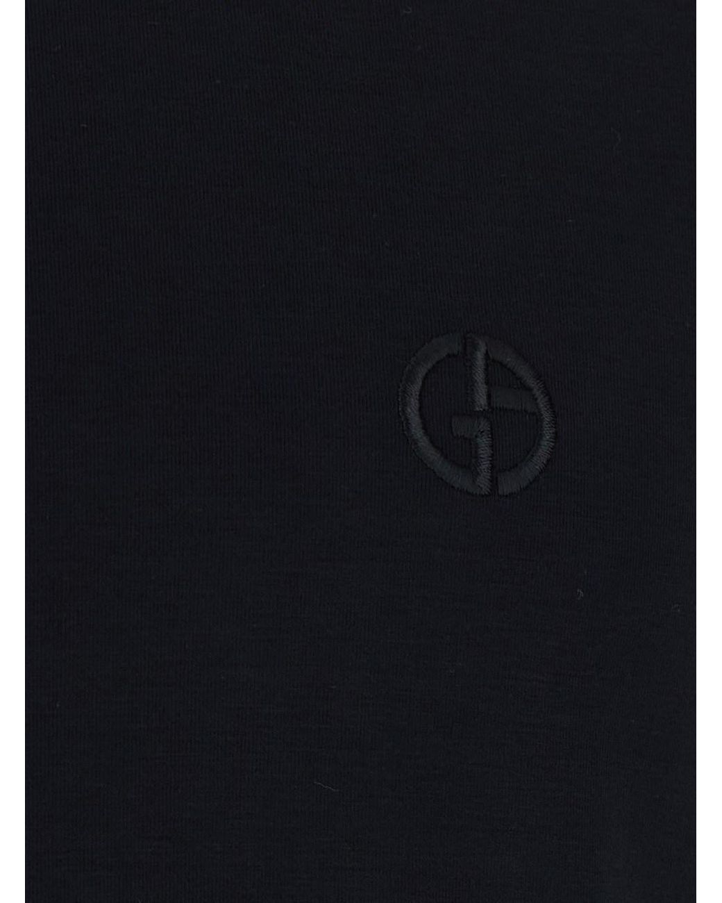 Giorgio Armani Black Crew Neck T-Shirt Bamboo Jersey Viscose T-Shirts for men