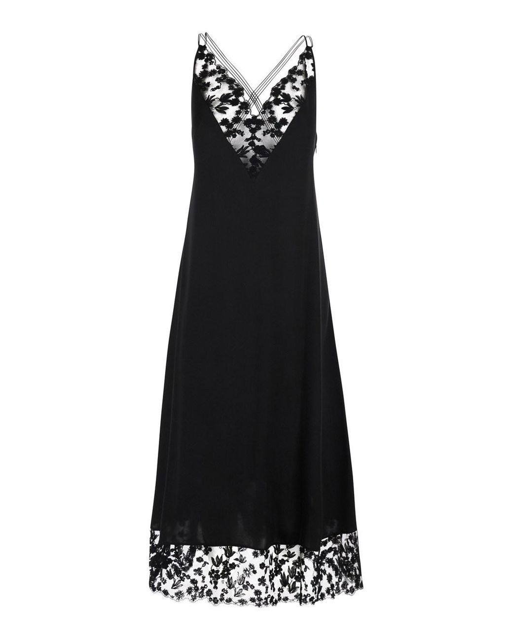 Fendi Black Midi Dress With Lace Details And V-Neck