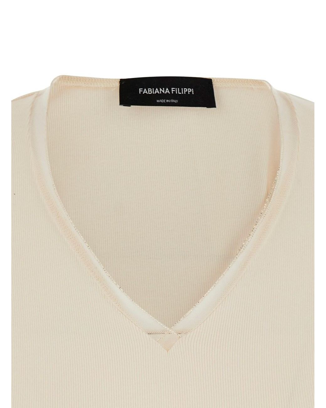 Fabiana Filippi Natural Sweater Round Neck Cotton T-Shirts & Jerseys
