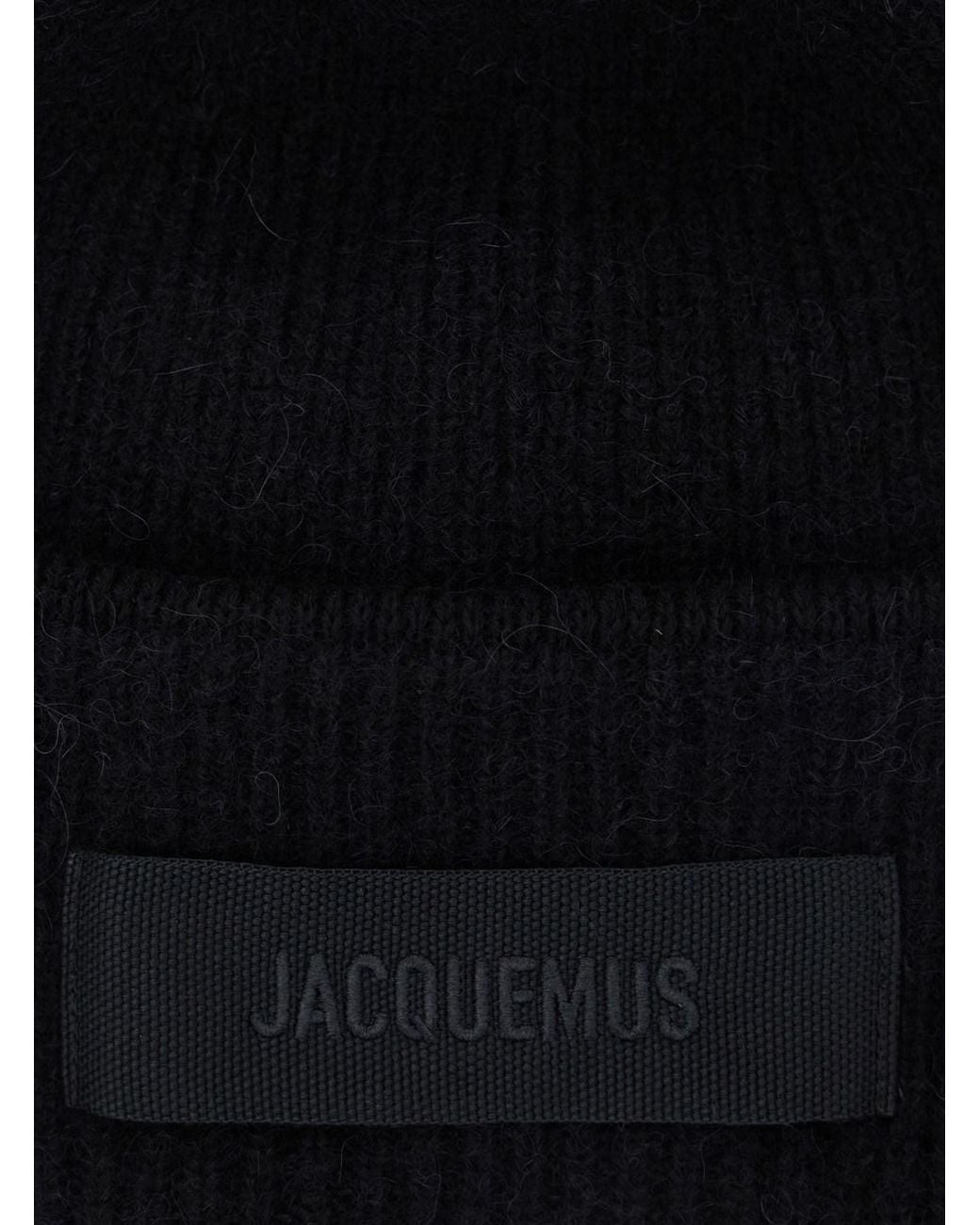 Jacquemus Black 'Le Bonnet Gros Grain' Beanie With Logo Patch On The Front