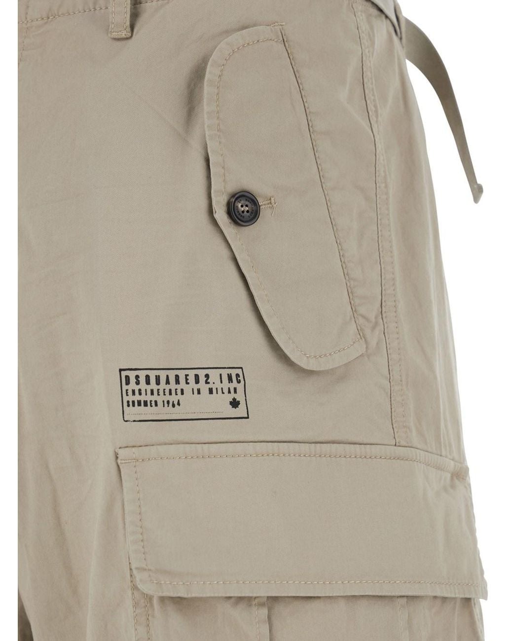 DSquared² Gray Shorts With Wide Leg And Four Flap Pockets With Buttons for men