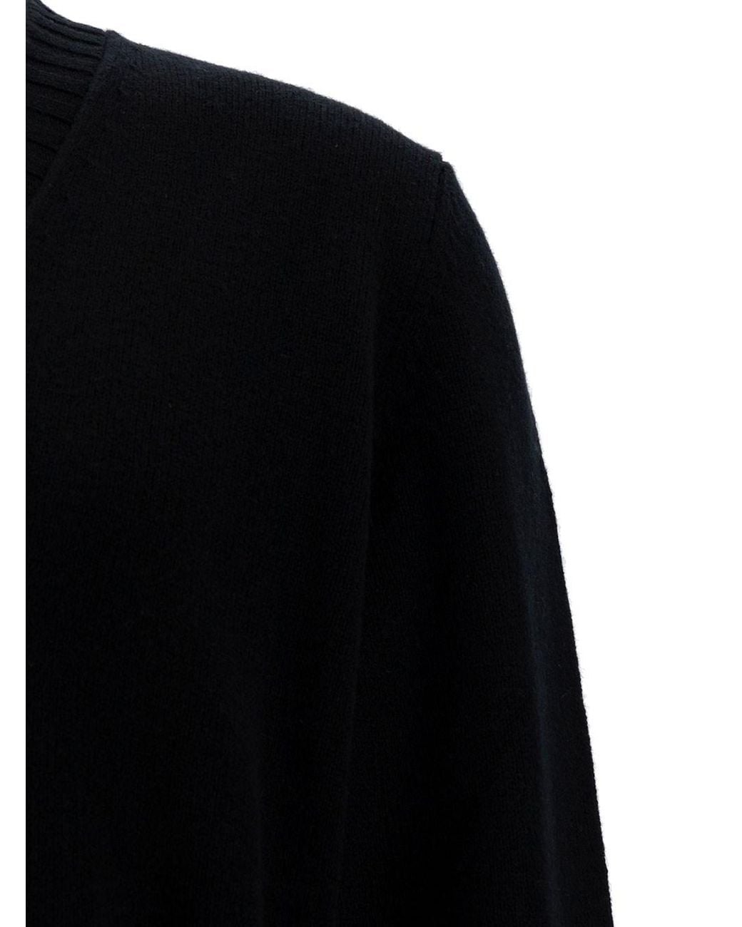 GAUDENZI Black Sweater With V-Neck And Ribbed Finishes for men