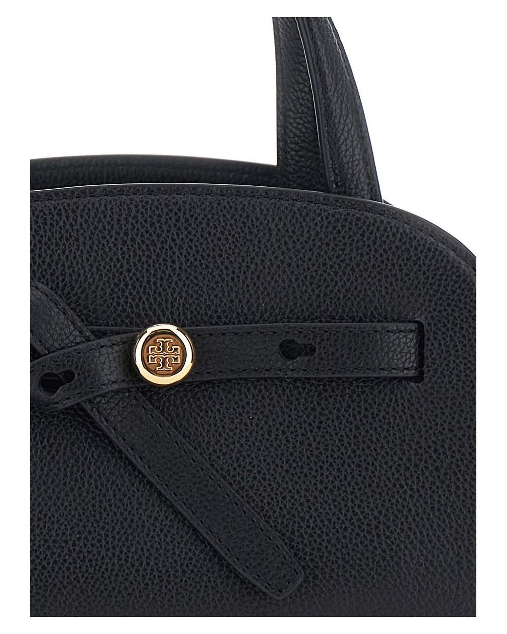 Tory Burch Black Tote Bag Romy Leather Handles Cow