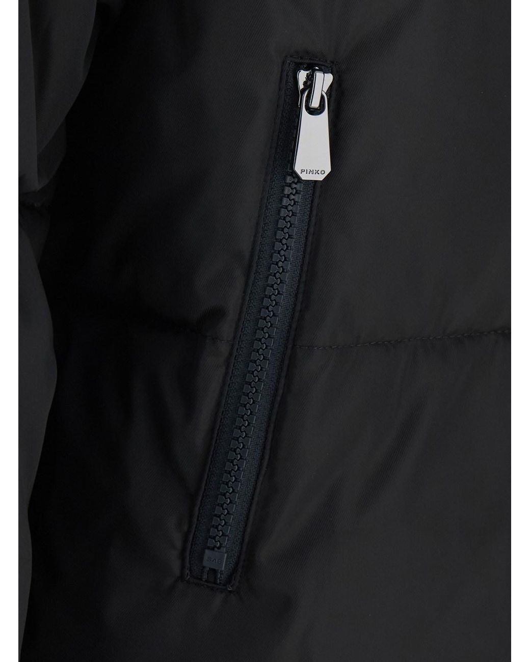 Pinko Black Padded Jacket With Hood, Polyester Puffer