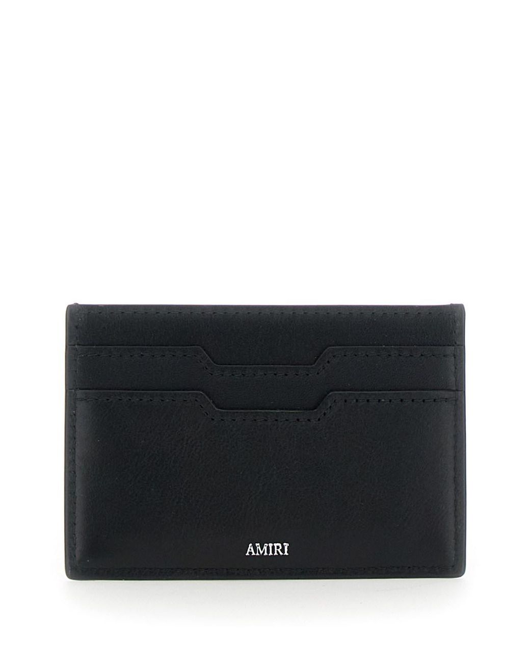 Amiri Black Leather Card Holder With Logo Details for men