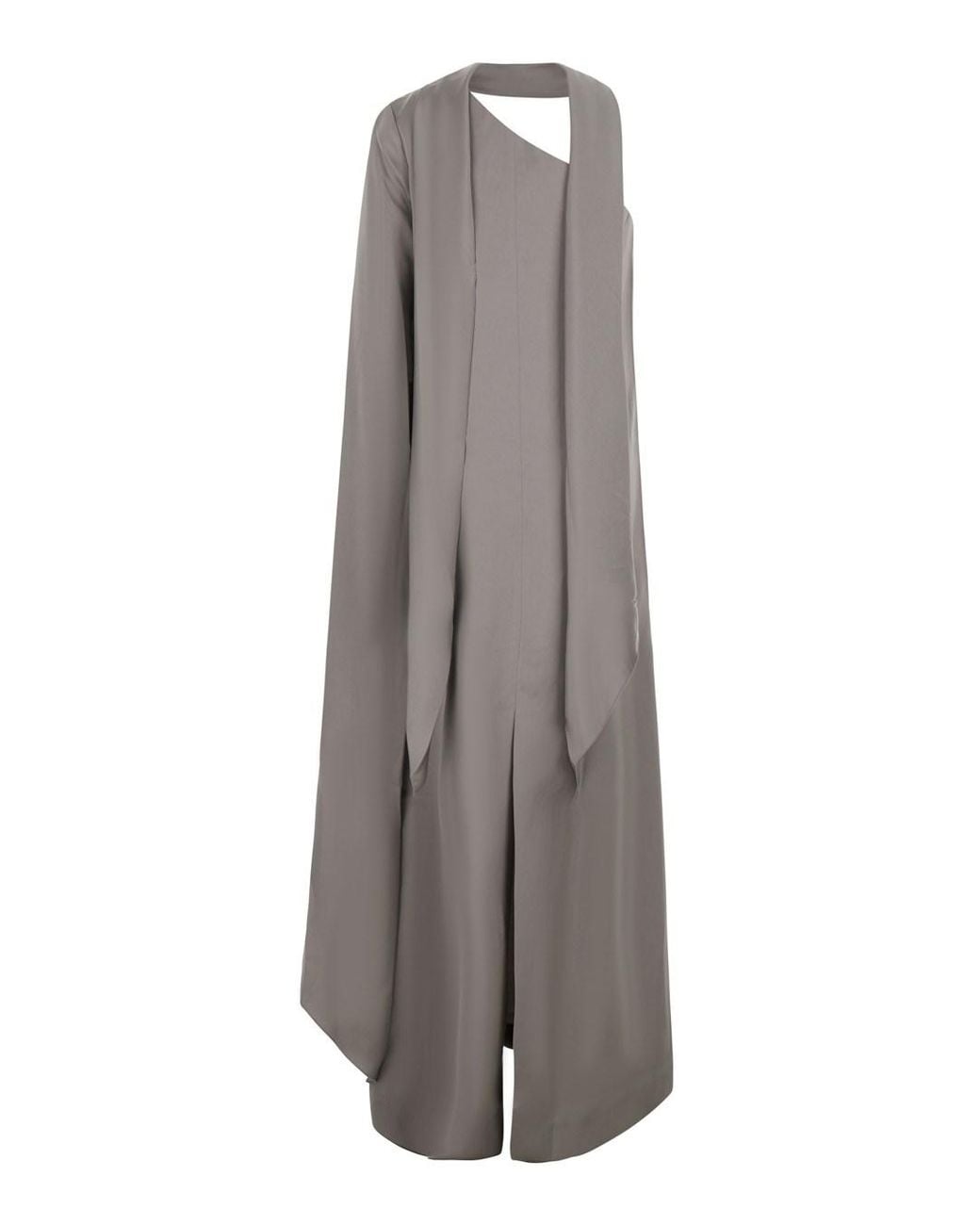 Solace London Gray 'Newman' Long Dress With Front Cut-Out And Draping